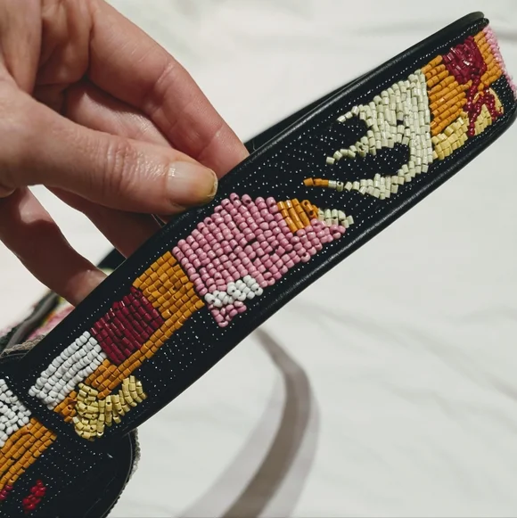 STAUD Tommy Beaded Bag in Coral Patchwork - Picture 7 of 13